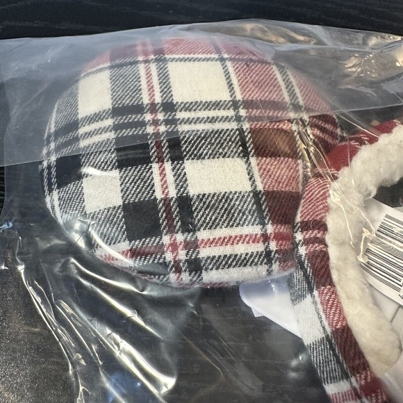 2022 Disney Parks Mickey Mouse Holiday Plaid Fuzzy Christmas Ears Headband Joy - Picture 5 of 5